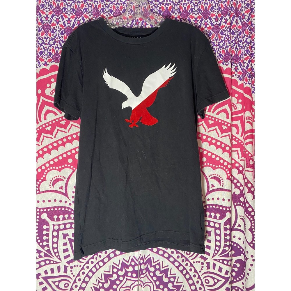 American Eagle Shirt Black White Red Size Medium